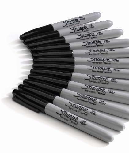 Sharpie Permanent Markers Fine Point Black 12 Count